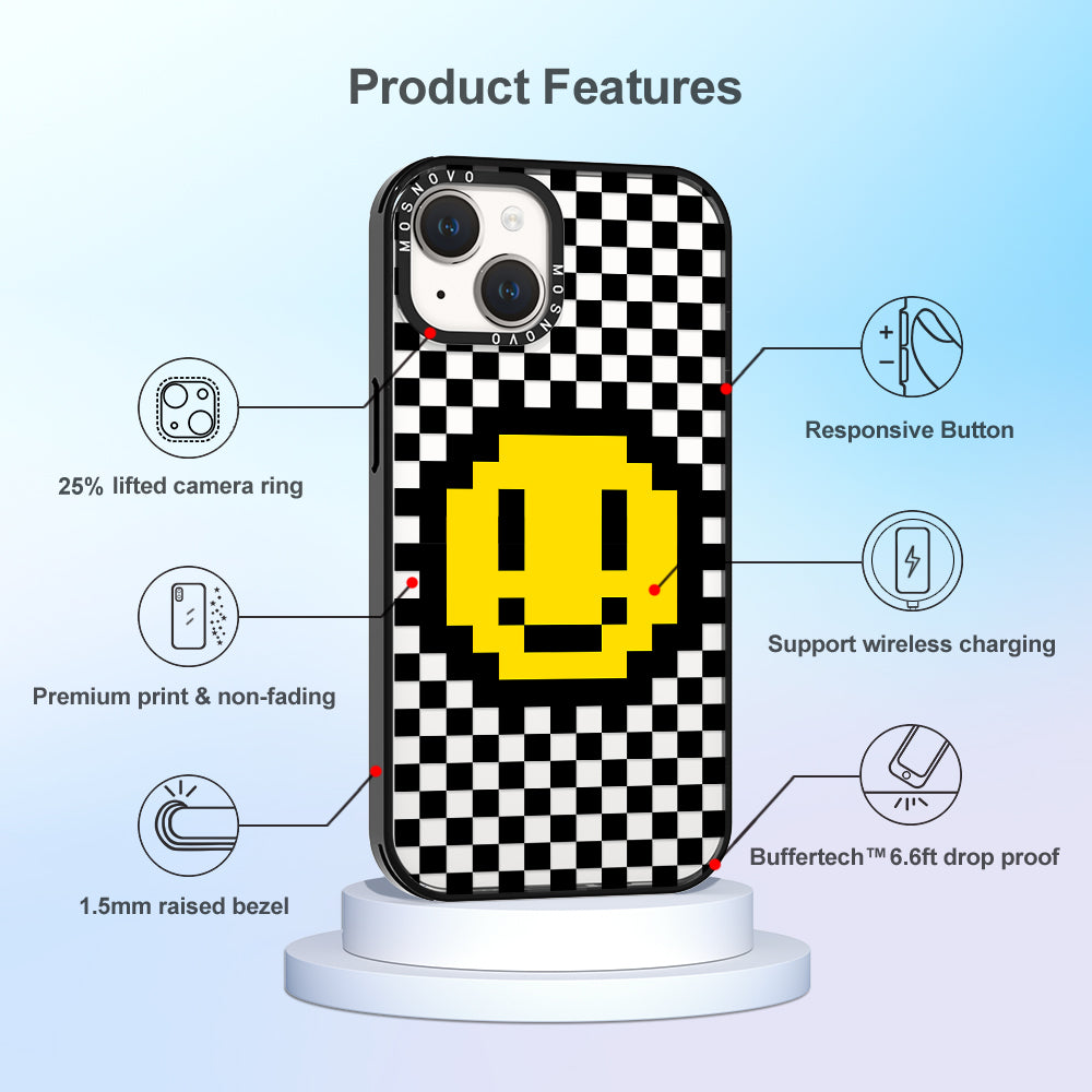 Smile Checkered Phone Case - iPhone 14 Plus Case