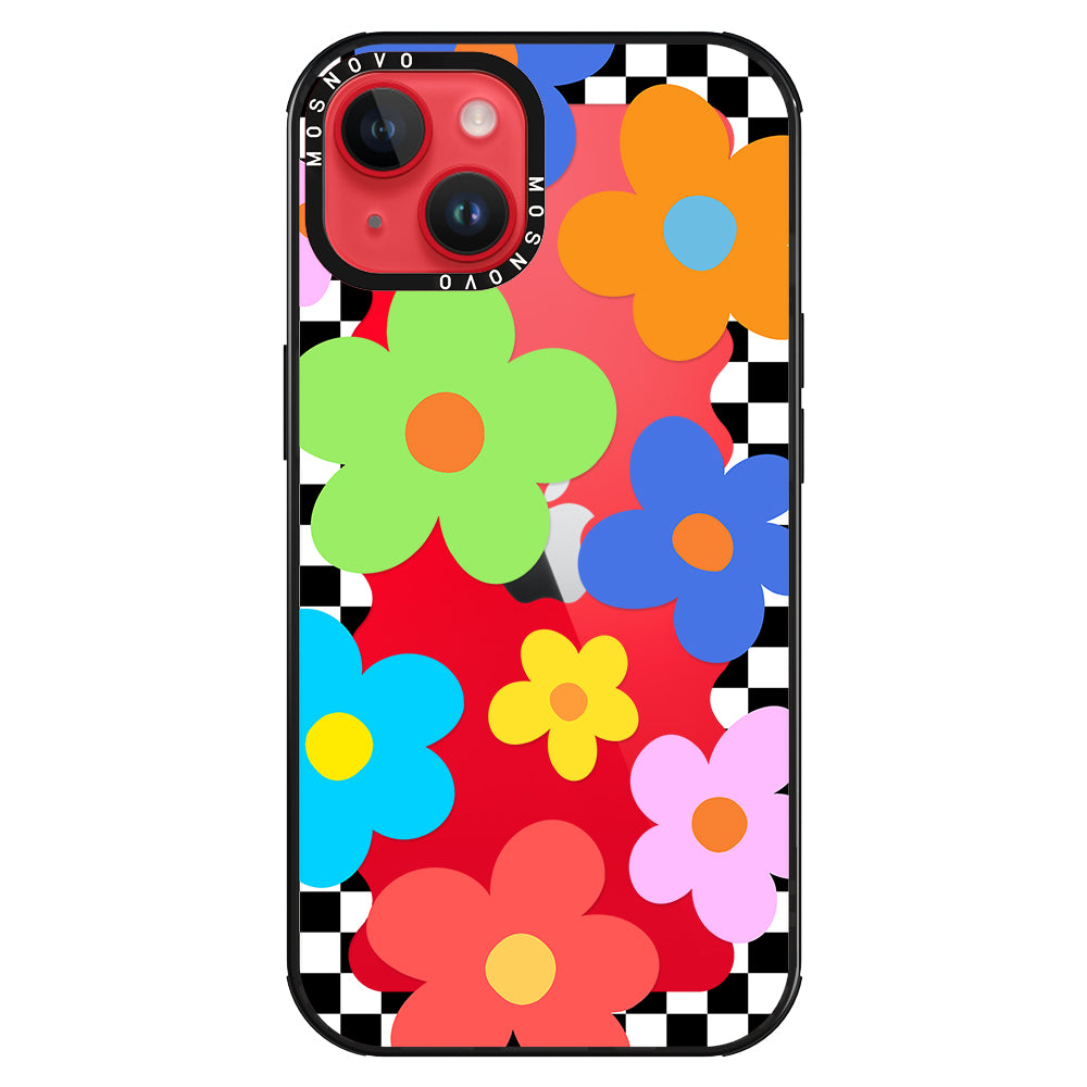 60's Checkered Floral Phone Case - iPhone 14 Plus Case