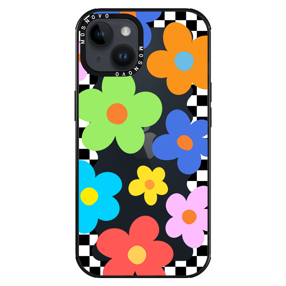 60's Checkered Floral Phone Case - iPhone 14 Plus Case