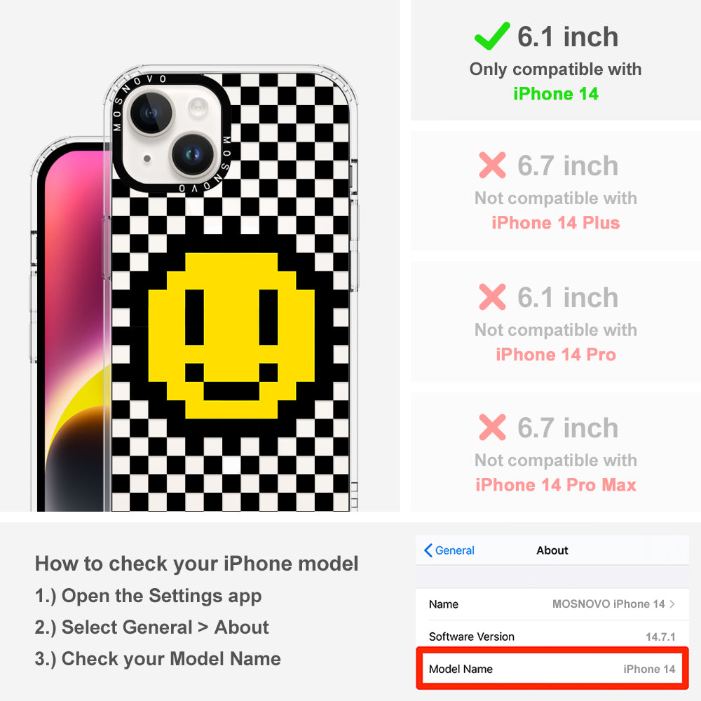 Smile Checkered Phone Case - iPhone 14 Case