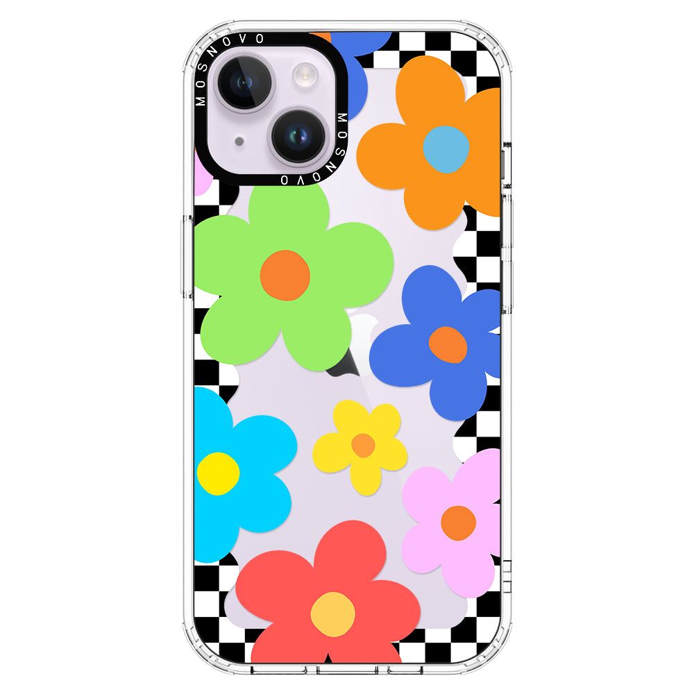 60's Checkered Floral Phone Case - iPhone 14 Plus Case