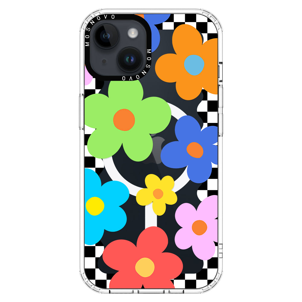 60's Checkered Floral Phone Case - iPhone 14 Plus Case