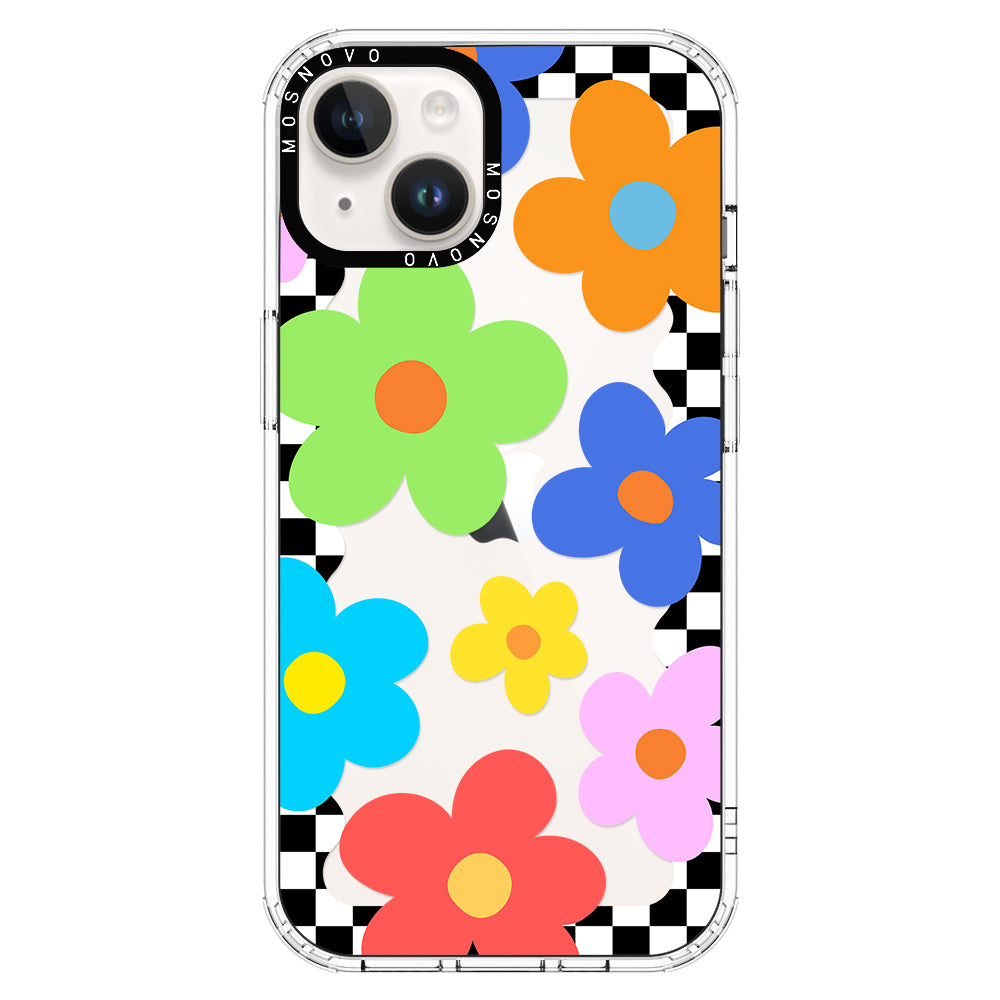 60's Checkered Floral Phone Case - iPhone 14 Plus Case