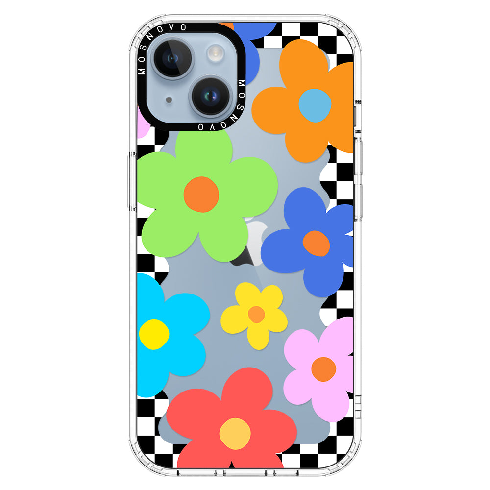 60's Checkered Floral Phone Case - iPhone 14 Plus Case