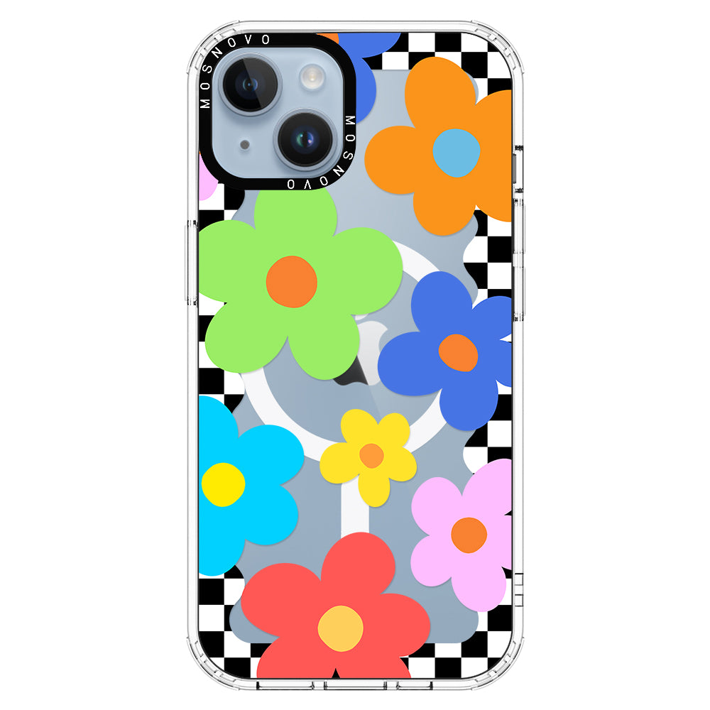 60's Checkered Floral Phone Case - iPhone 14 Plus Case