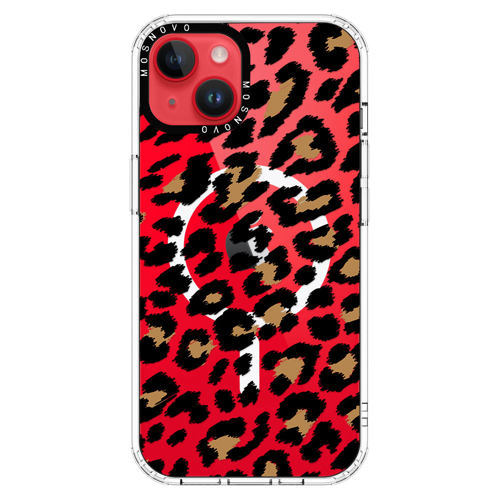 Leopard Print Phone Case - iPhone 14 Plus Case Clear With MagSafe