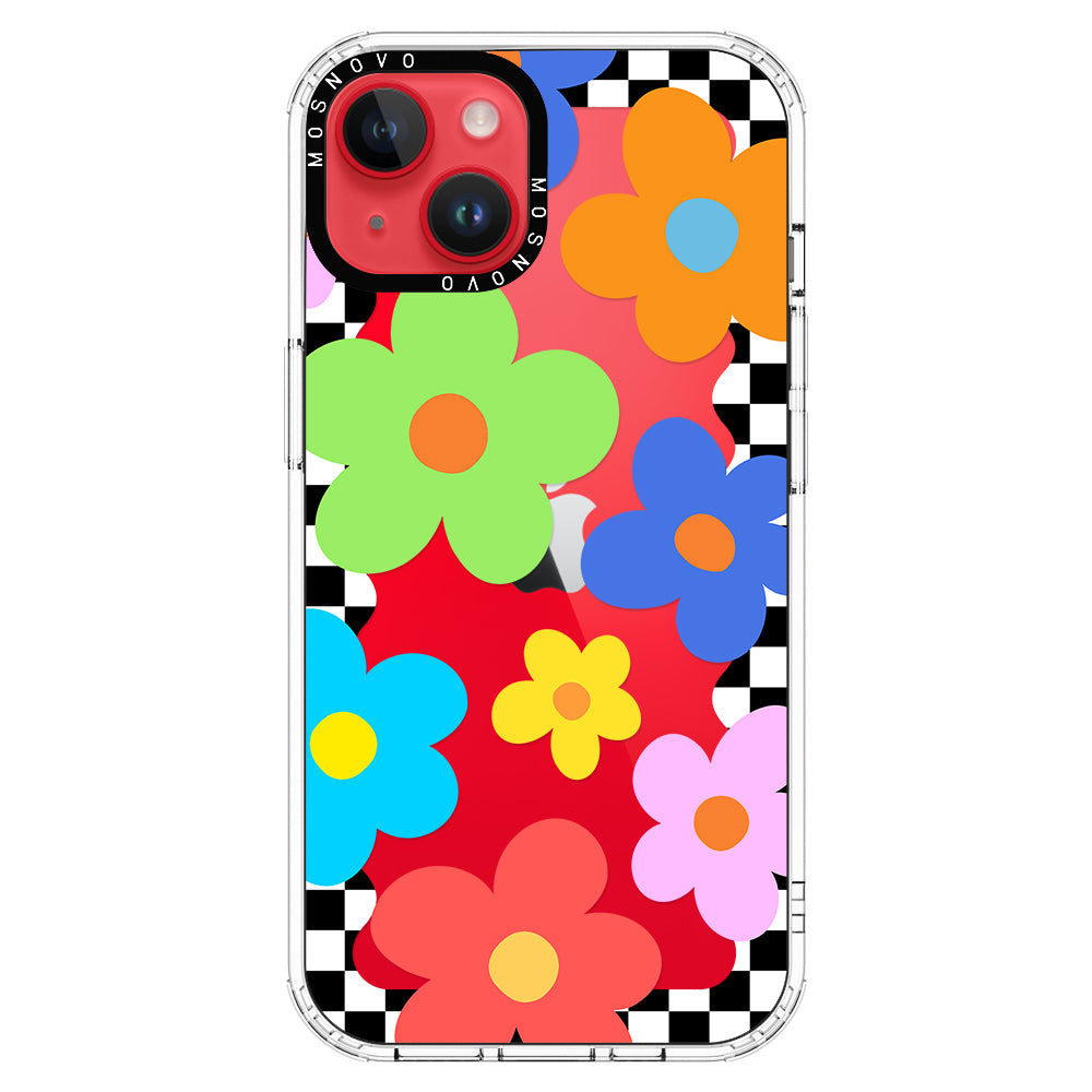 60's Checkered Floral Phone Case - iPhone 14 Plus Case