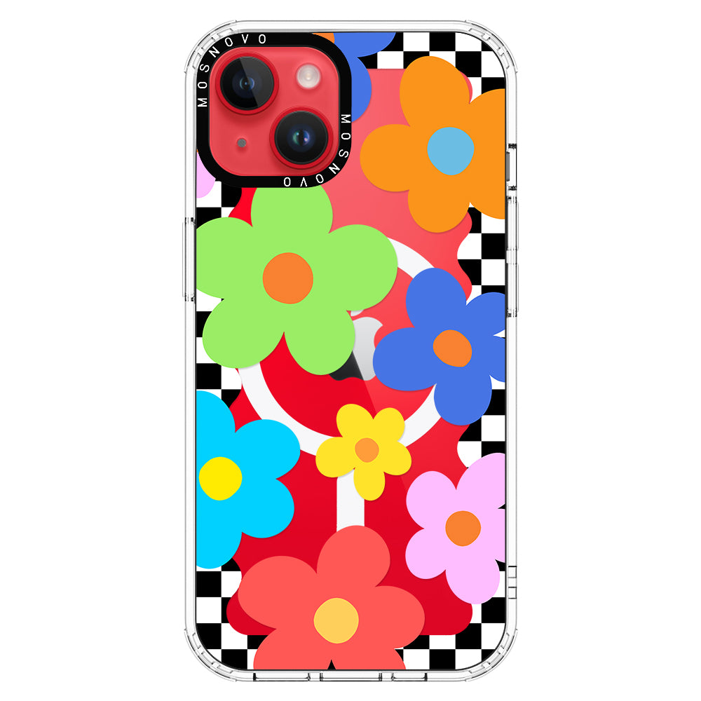 60's Checkered Floral Phone Case - iPhone 14 Plus Case