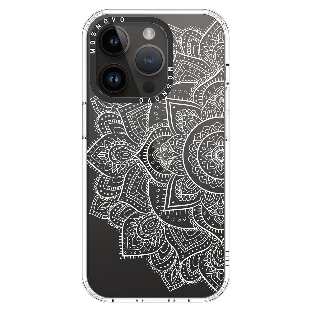 Half Mandala Phone Case - iPhone 14 Pro Case Clear