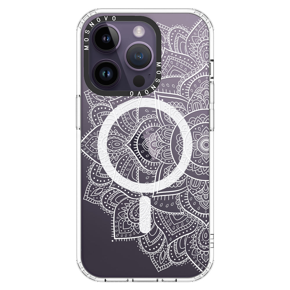 Half Mandala Phone Case - iPhone 14 Pro Case Clear With MagSafe