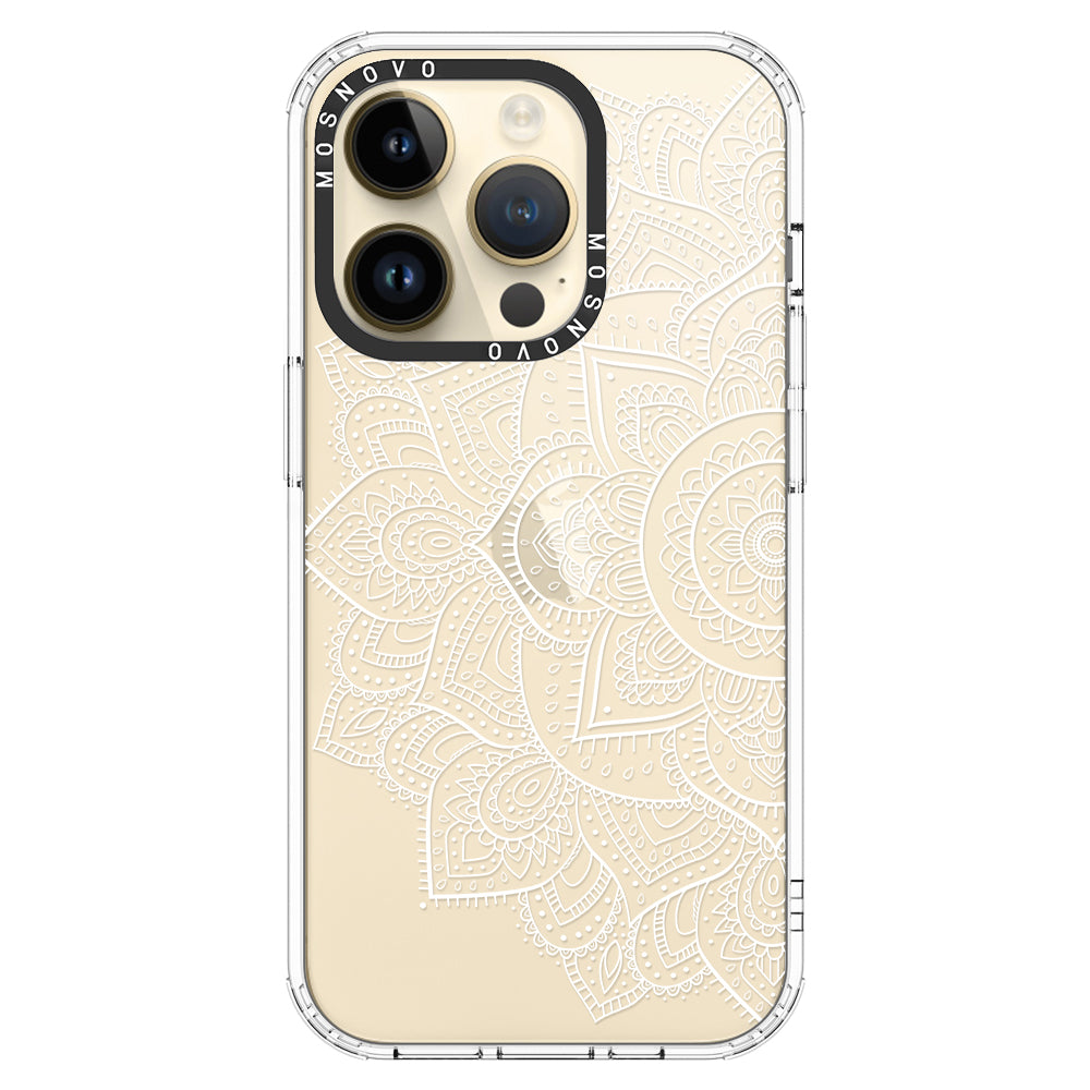 Half Mandala Phone Case - iPhone 14 Pro Case Clear