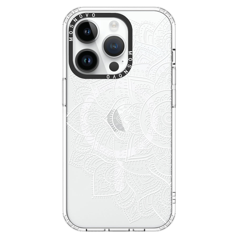 Half Mandala Phone Case - iPhone 14 Pro Case Clear With MagSafe