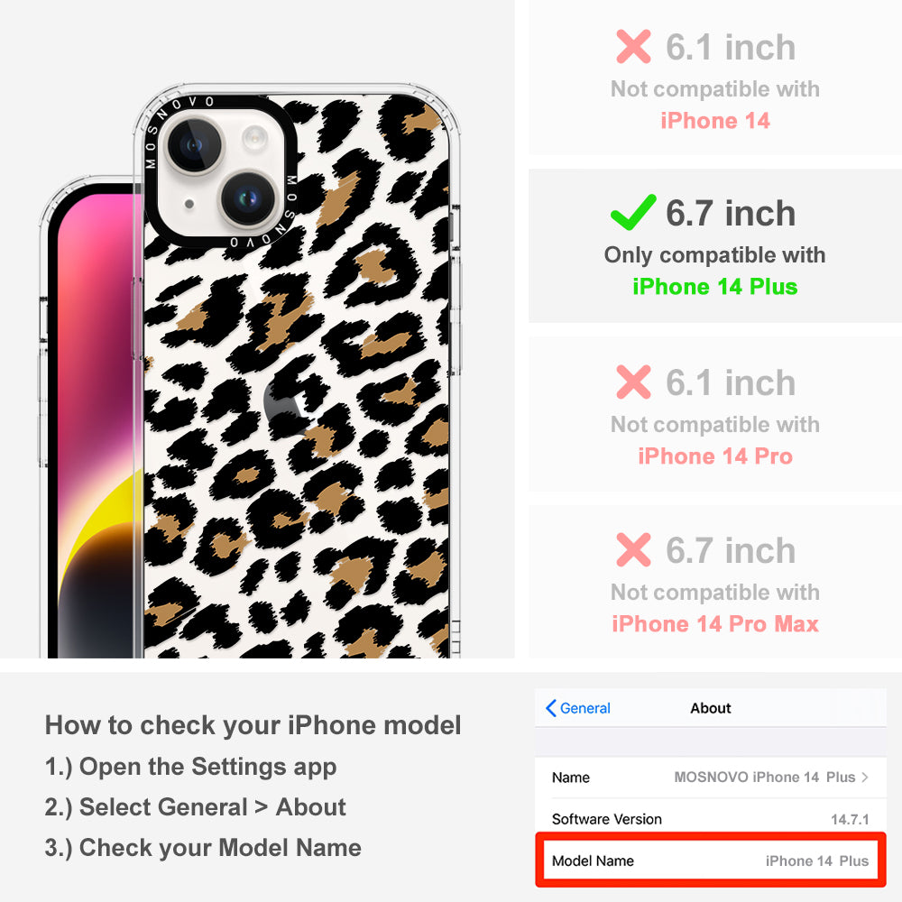 Leopard Print Phone Case - iPhone 14 Plus Case Clear