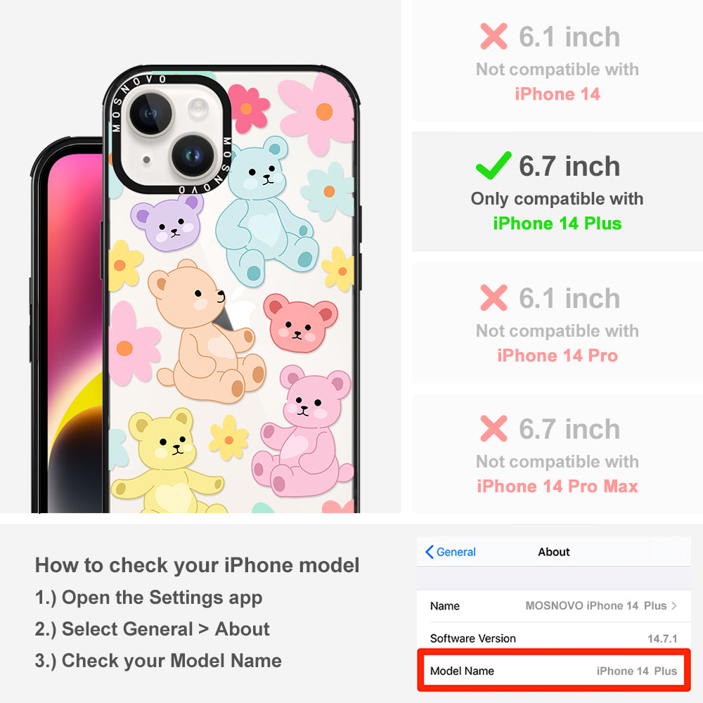 Cute Teddy Bear Phone Case - iPhone 14 Plus Case