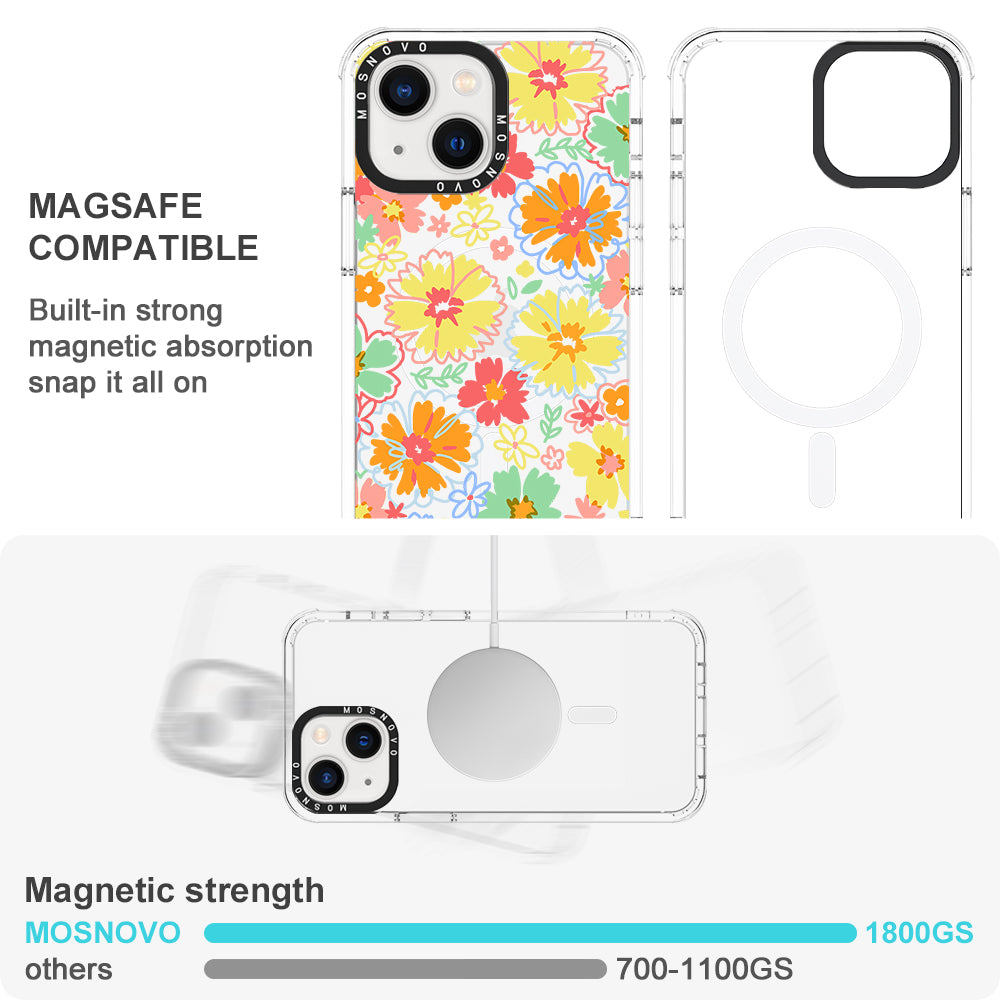 Retro Boho Hippie Flowers Phone Case - iPhone 13 Case - MOSNOVO