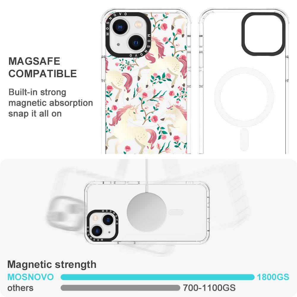 Unicorn with Floral Phone Case - iPhone 13 Case - MOSNOVO