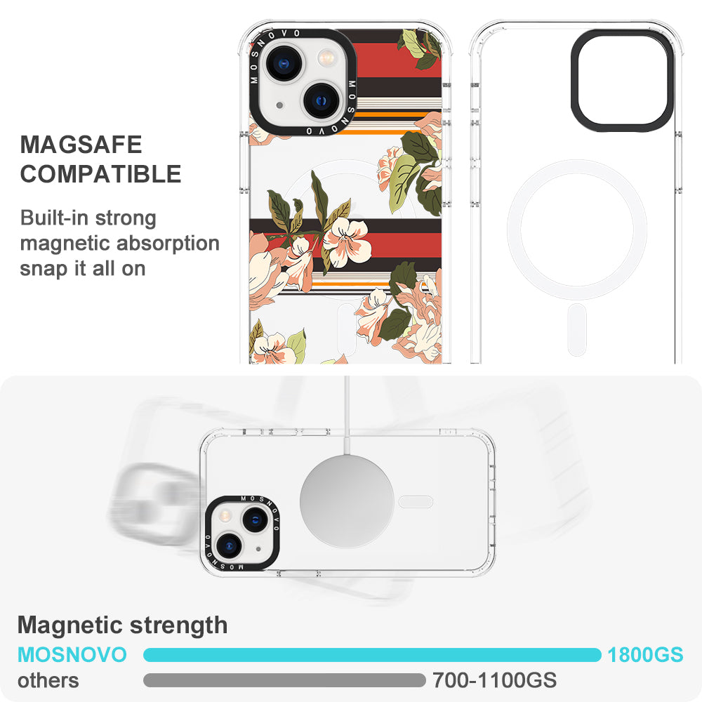 Classic Stripe Floral Phone Case - iPhone 13 Case - MOSNOVO