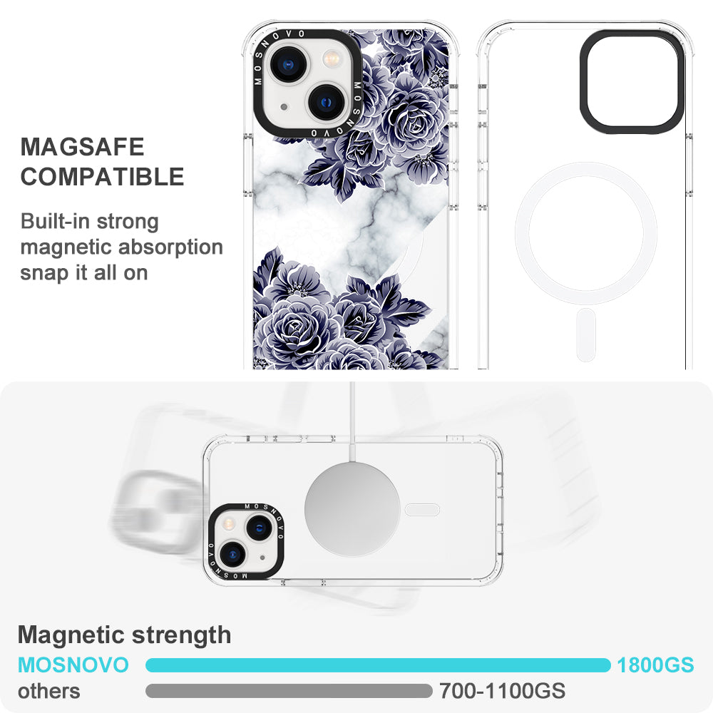 Marble with Purple Flowers Phone Case - iPhone 13 Case - MOSNOVO