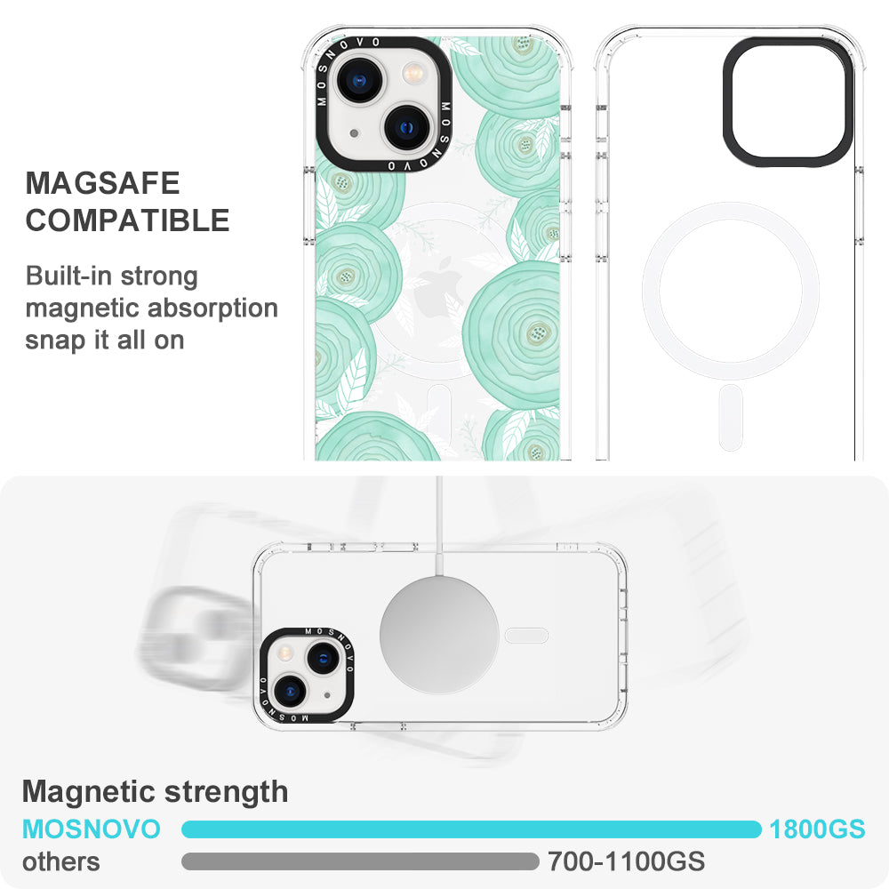 Mint Flower Phone Case - iPhone 13 Case - MOSNOVO