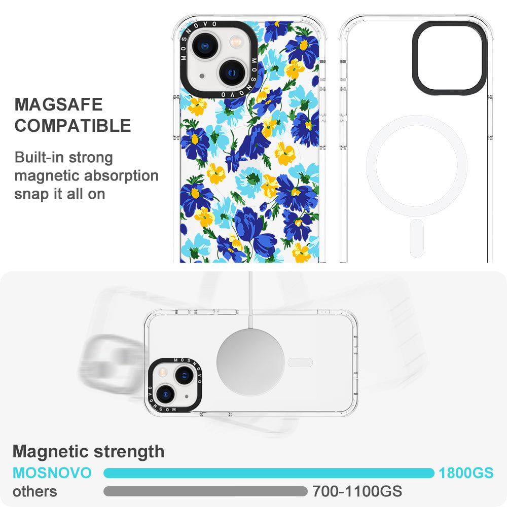 Vintage Blue Floral Phone Case - iPhone 13 Case - MOSNOVO