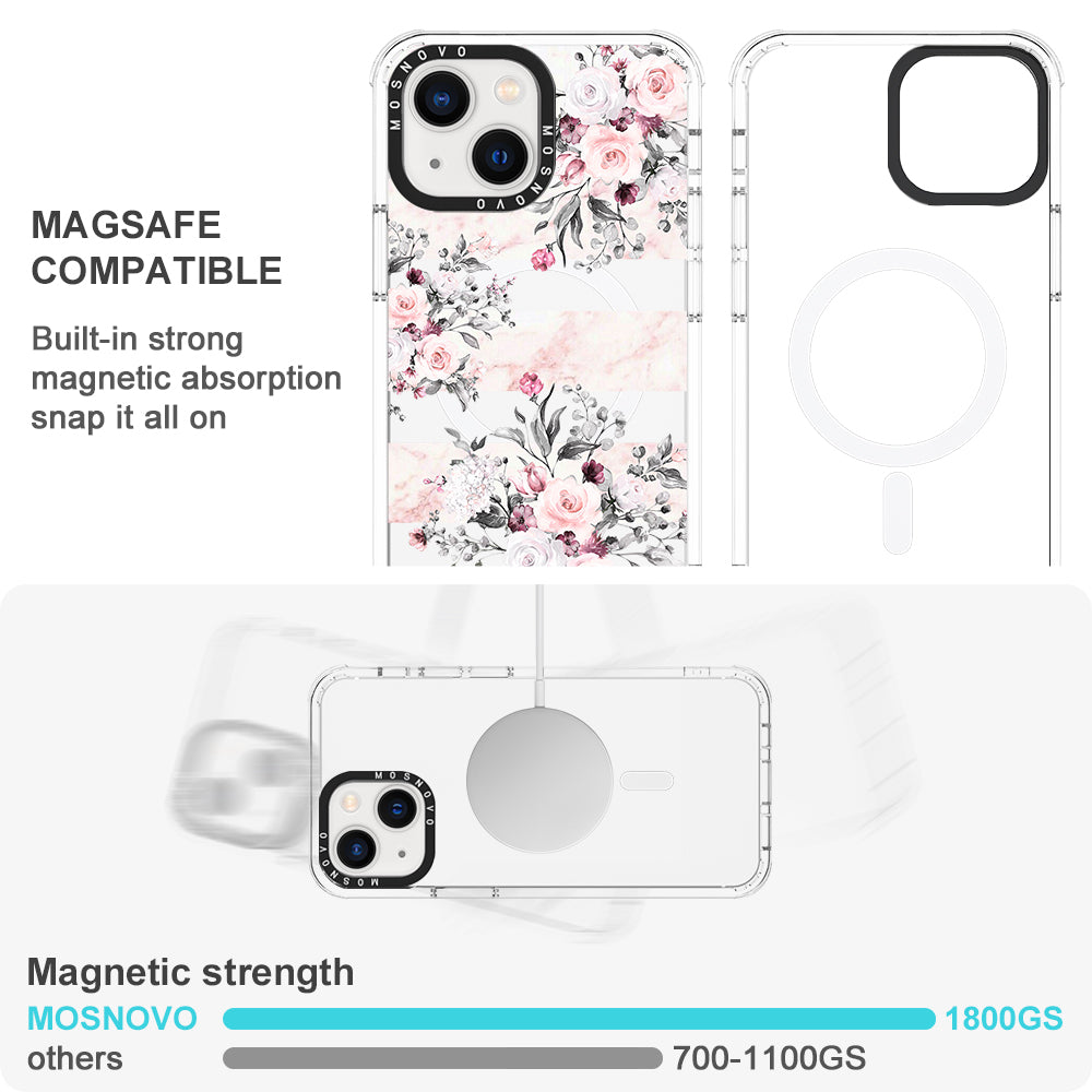 Pink Marble Flowers Phone Case - iPhone 13 Case - MOSNOVO