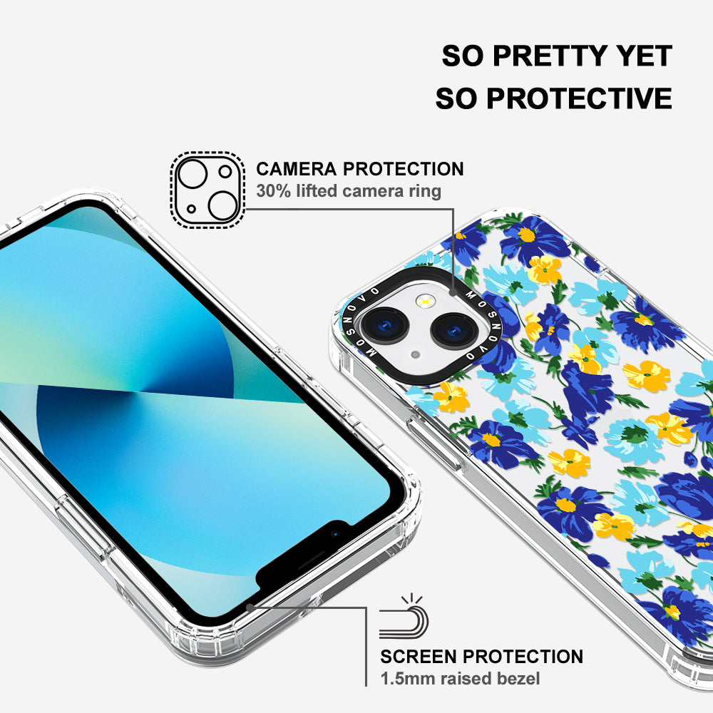 Vintage Blue Floral Phone Case - iPhone 13 Case - MOSNOVO