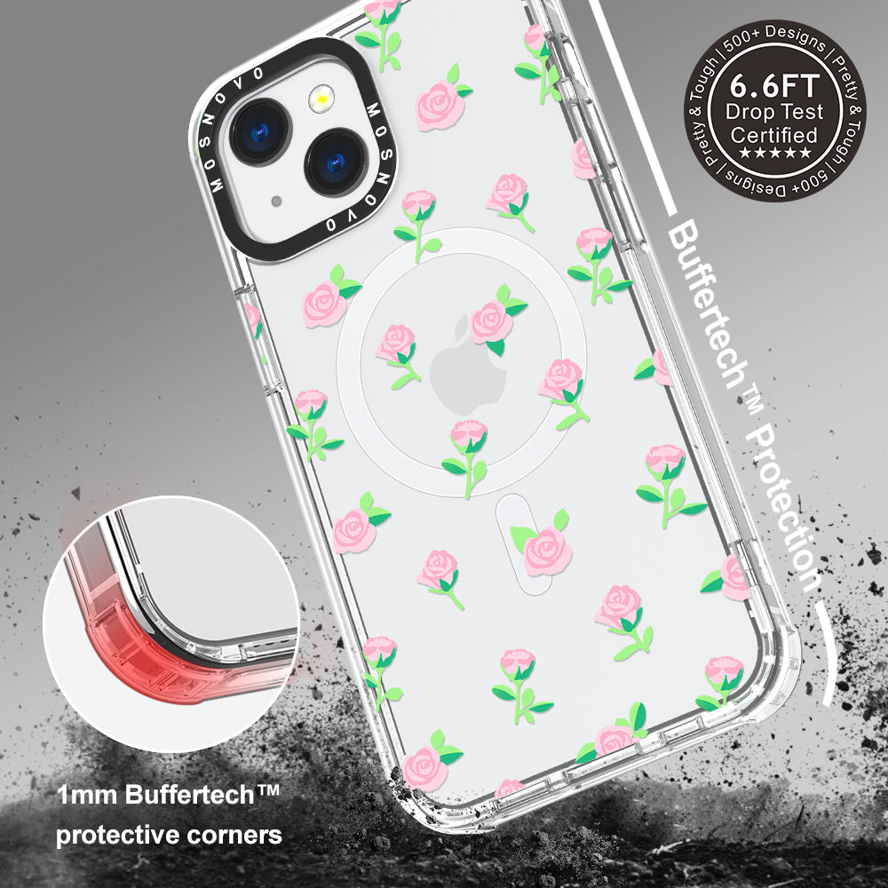 Pink Rose Floral Phone Case - iPhone 13 Case - MOSNOVO