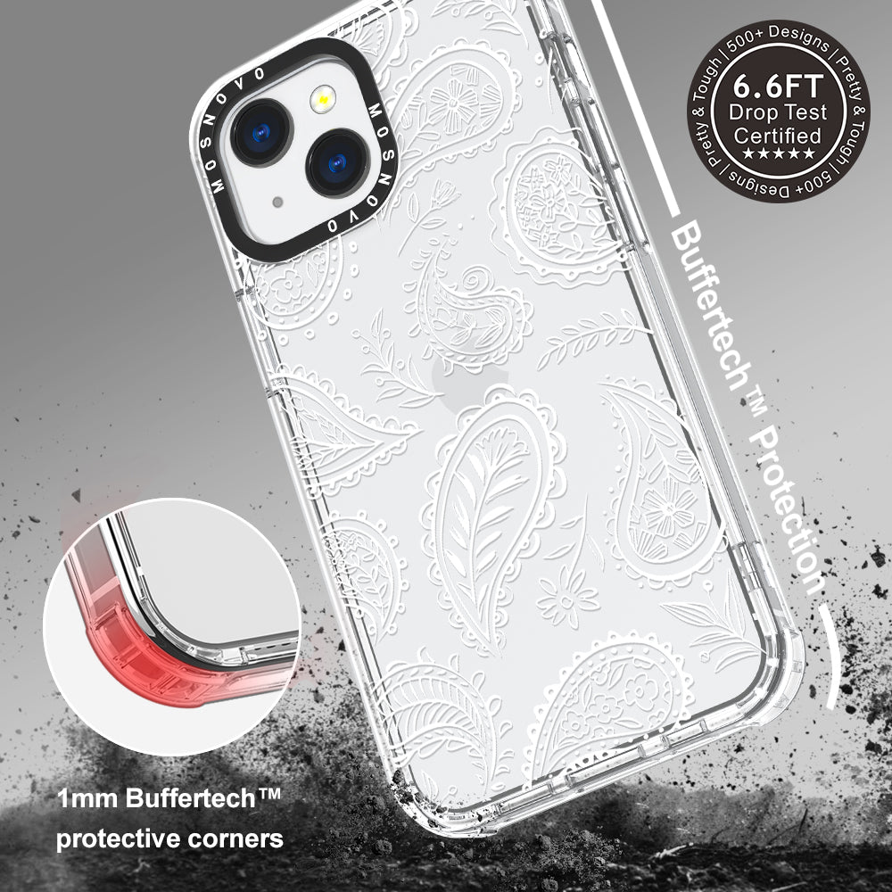 White Paisley Phone Case - iPhone 13 Case - MOSNOVO