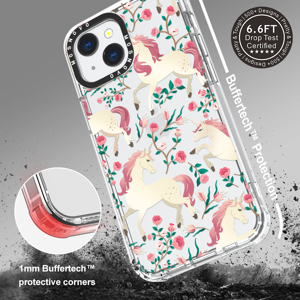 Unicorn with Floral Phone Case - iPhone 13 Case - MOSNOVO