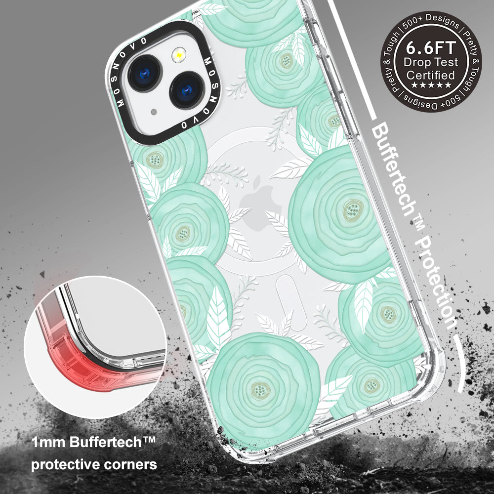 Mint Flower Phone Case - iPhone 13 Case - MOSNOVO