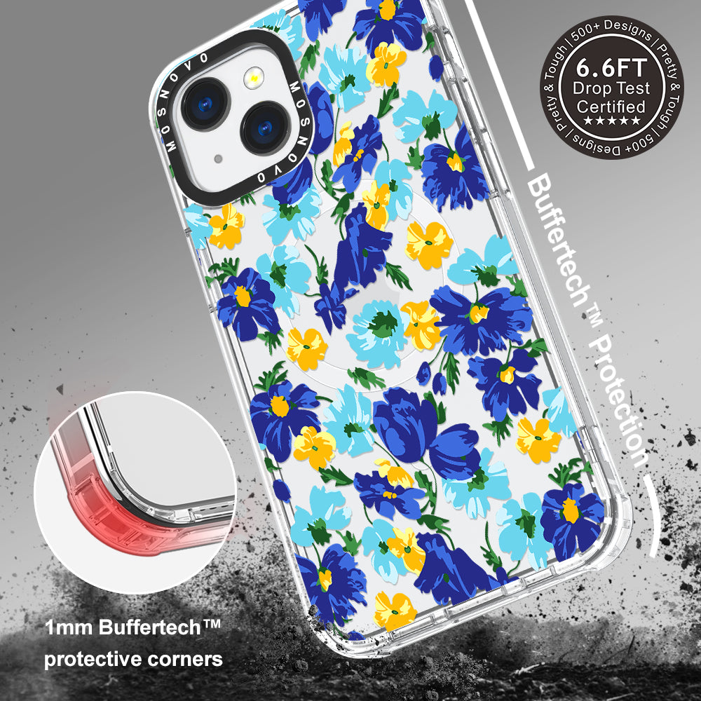 Vintage Blue Floral Phone Case - iPhone 13 Case - MOSNOVO