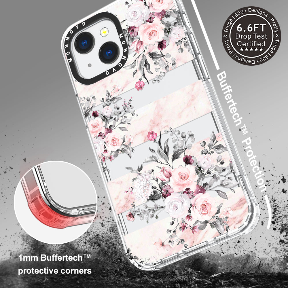 Pink Marble Flowers Phone Case - iPhone 13 Case - MOSNOVO