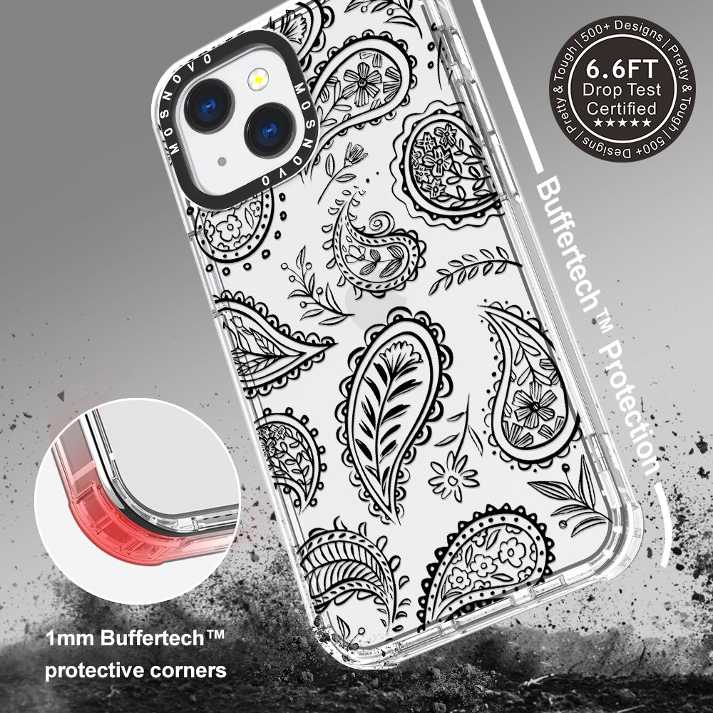 Black Paisley Phone Case - iPhone 13 Case - MOSNOVO