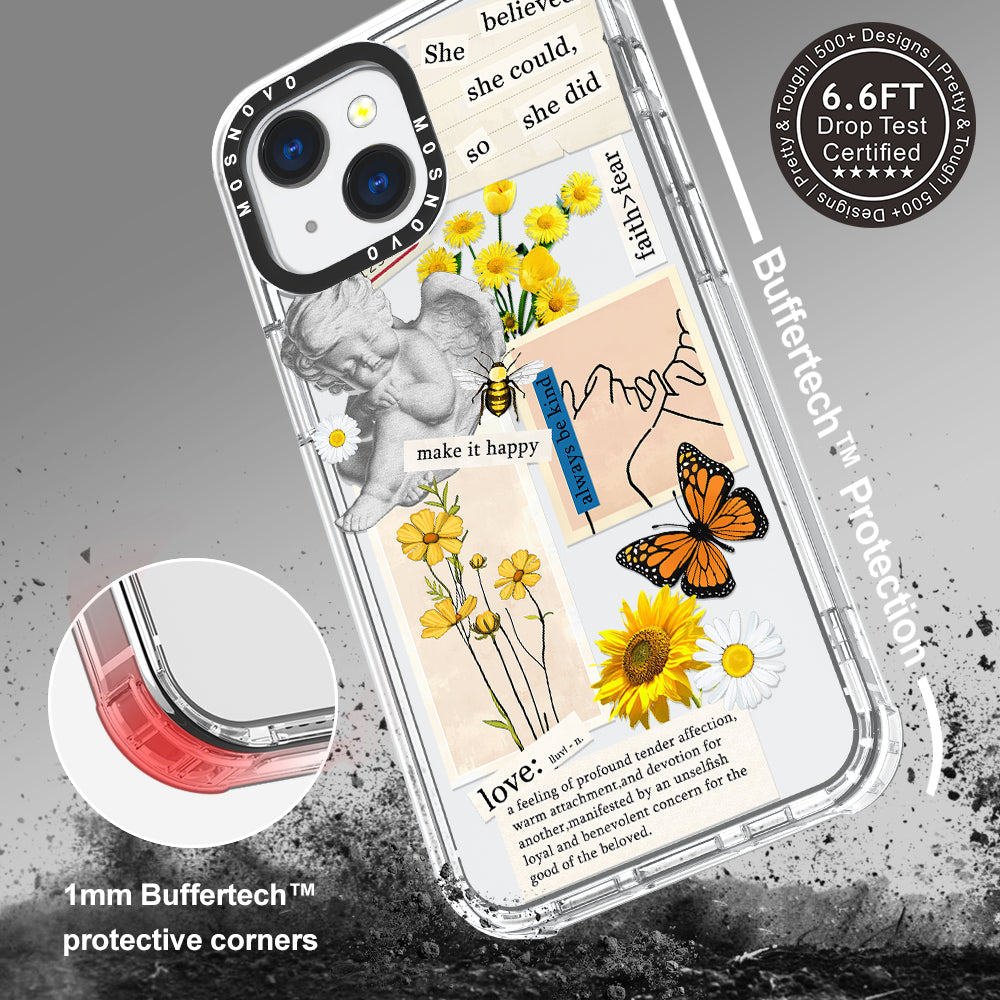 Vintage Collage Sunflower Butterfly Phone Case - iPhone 13 Case - MOSNOVO