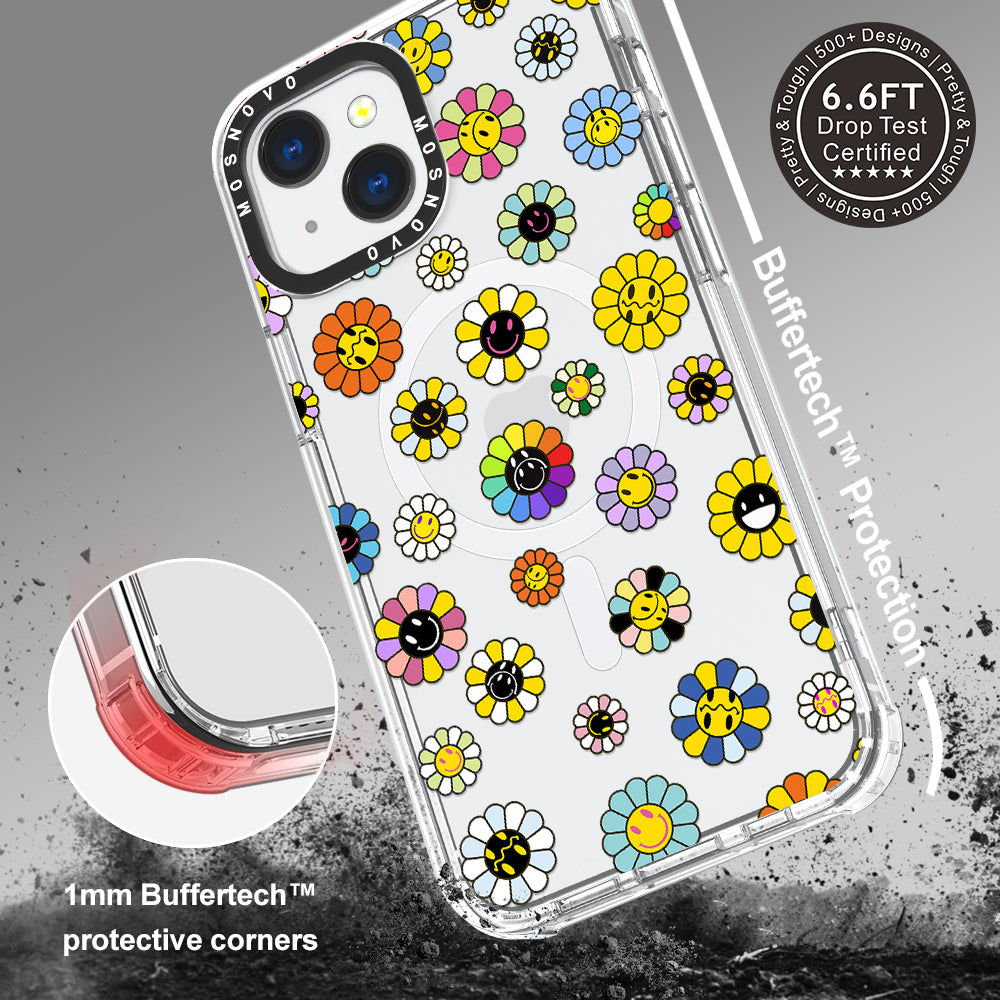 Flower Smiley Face Phone Case - iPhone 13 Case - MOSNOVO