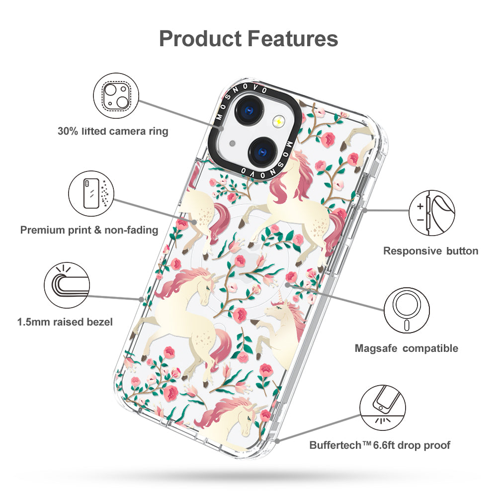 Unicorn with Floral Phone Case - iPhone 13 Case - MOSNOVO