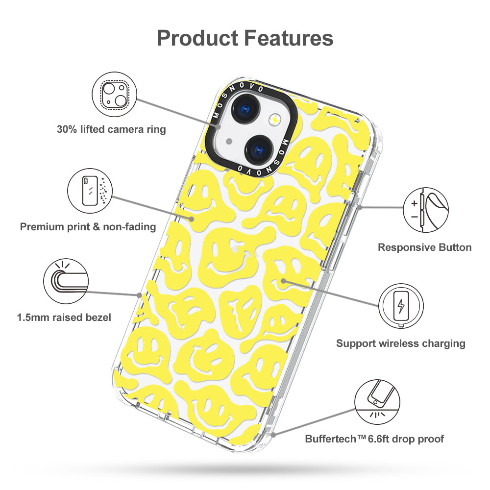 Melted Yellow Smiles Face Phone Case - iPhone 13 Case - MOSNOVO