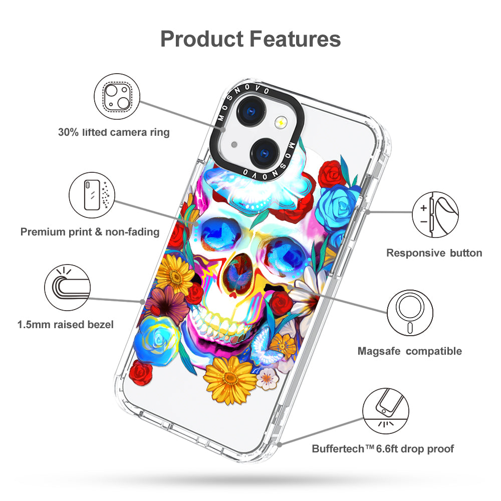 Neon Skull Phone Case - iPhone 13 Case - MOSNOVO