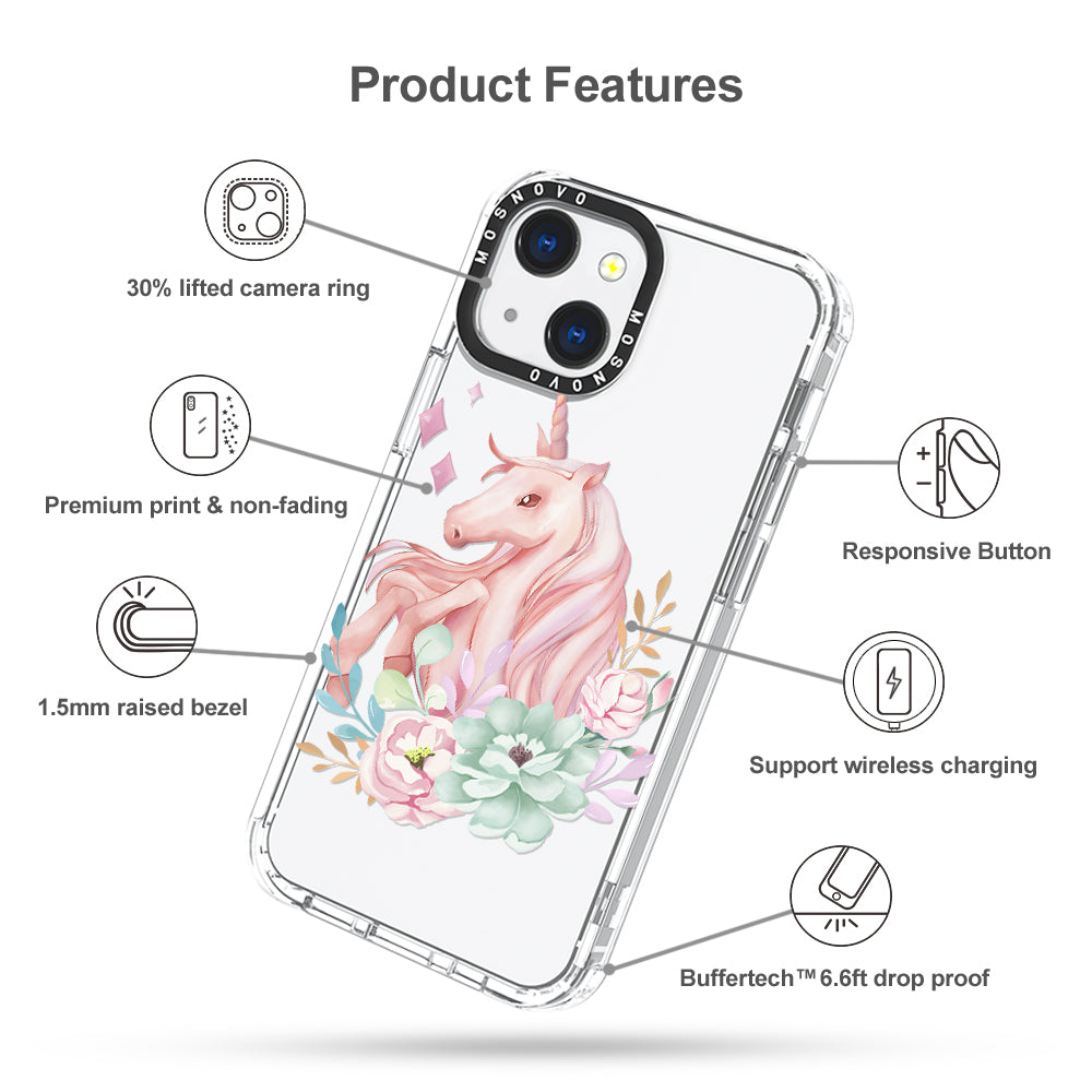 Elegant Flowers Unicorn Phone Case - iPhone 13 Case - MOSNOVO