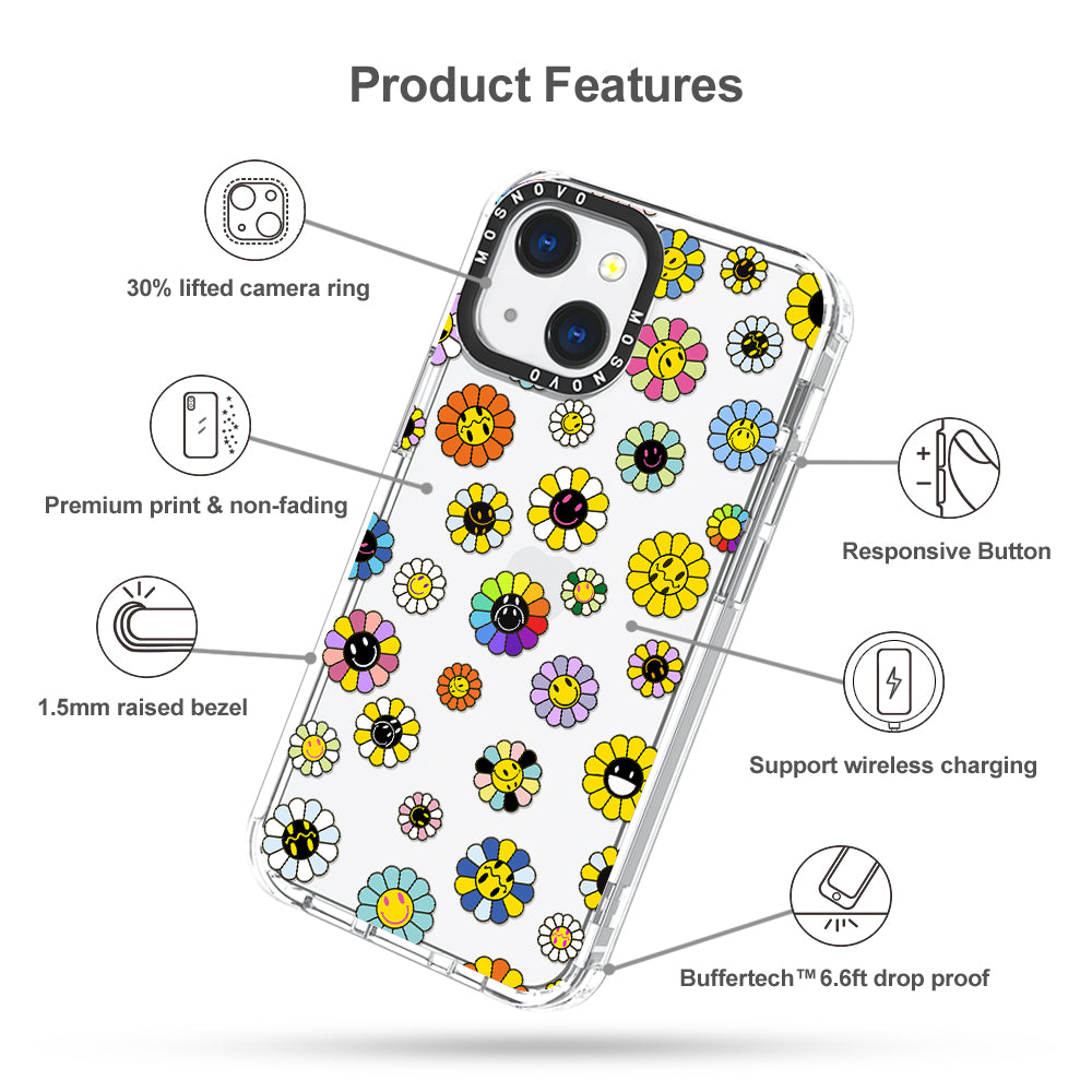 Flower Smiley Face Phone Case - iPhone 13 Case - MOSNOVO