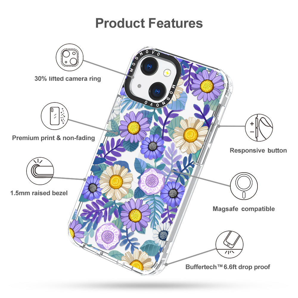 Purple Floral Phone Case - iPhone 13 Case - MOSNOVO