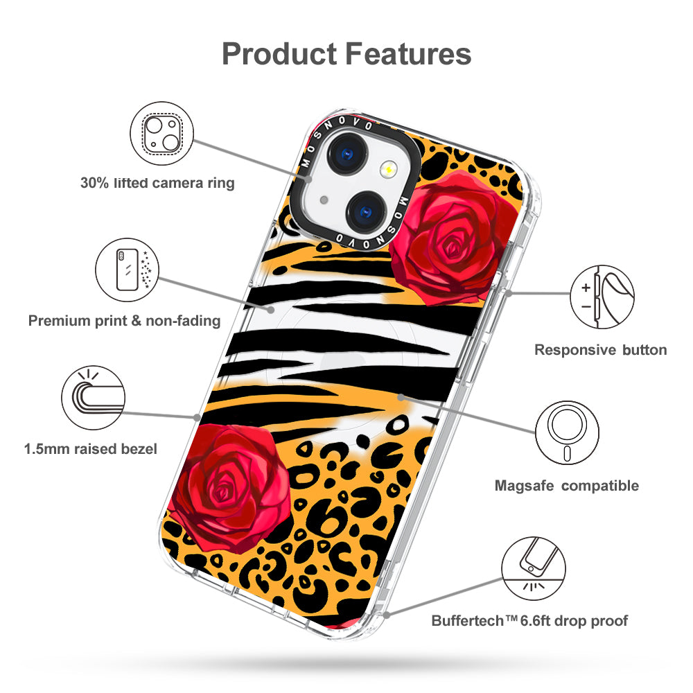 Wild Floral Leopard Phone Case - iPhone 13 Case - MOSNOVO