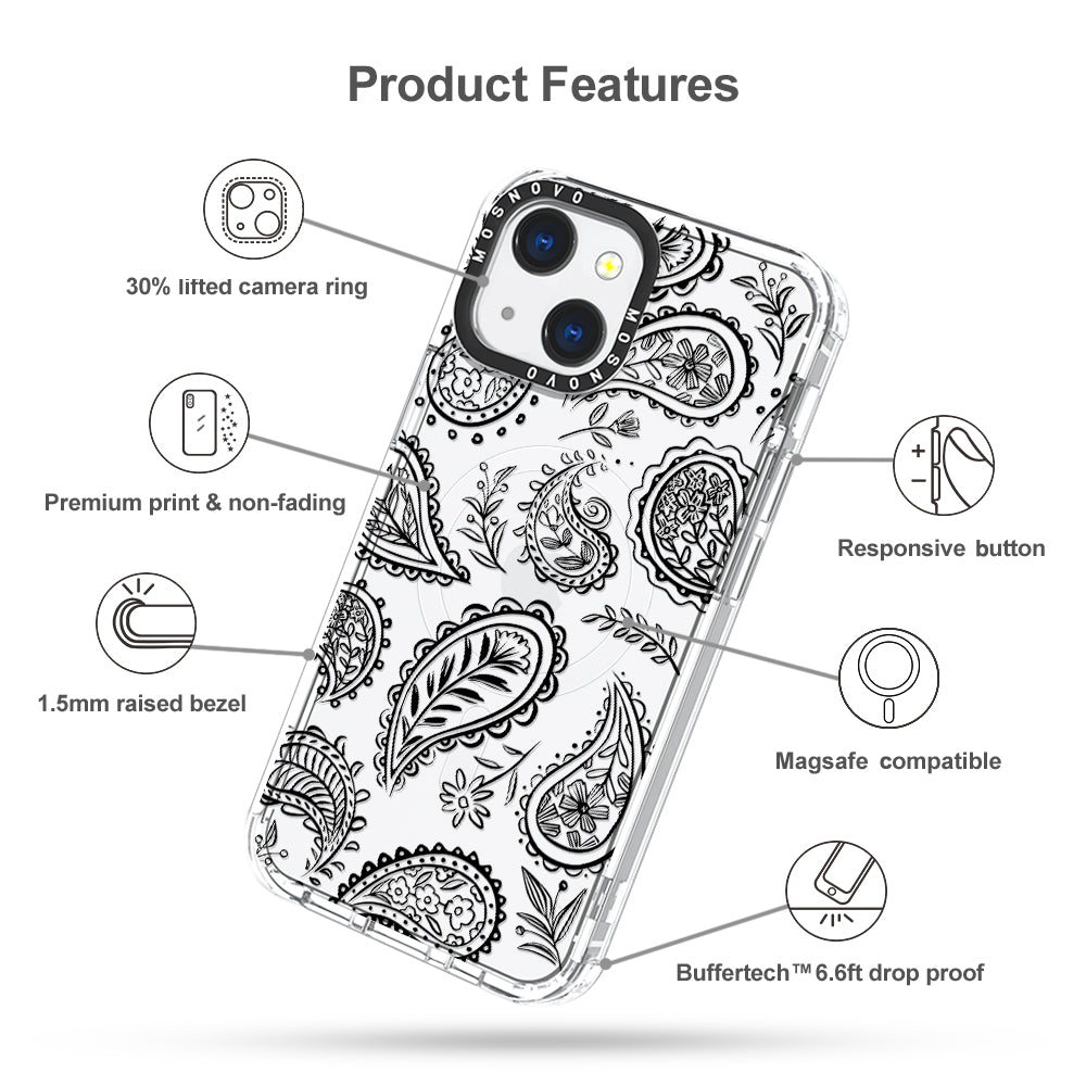 Black Paisley Phone Case - iPhone 13 Case - MOSNOVO