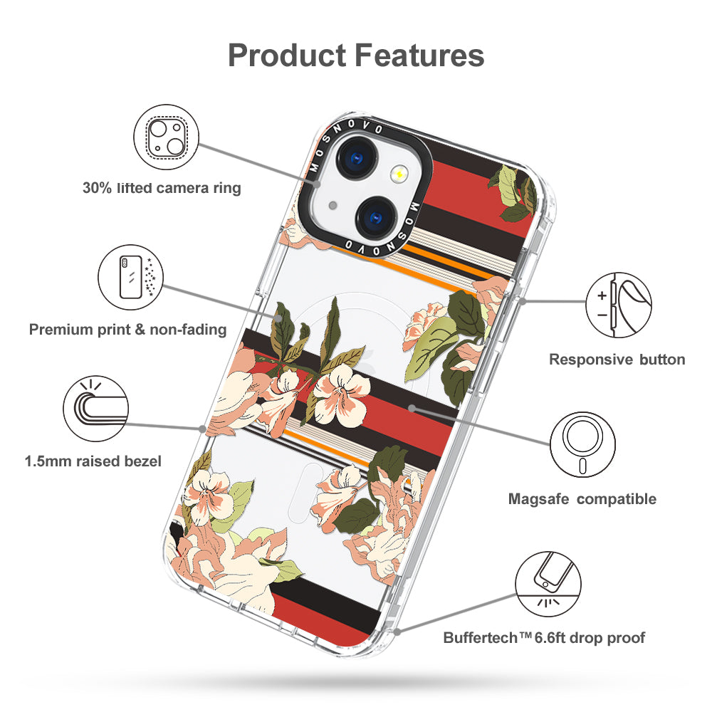 Classic Stripe Floral Phone Case - iPhone 13 Case - MOSNOVO