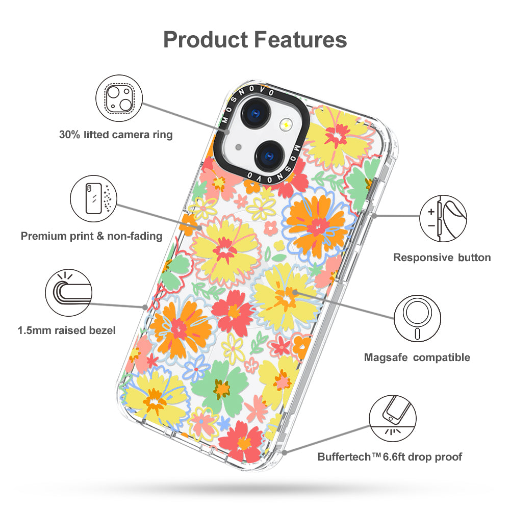 Retro Boho Hippie Flowers Phone Case - iPhone 13 Case - MOSNOVO