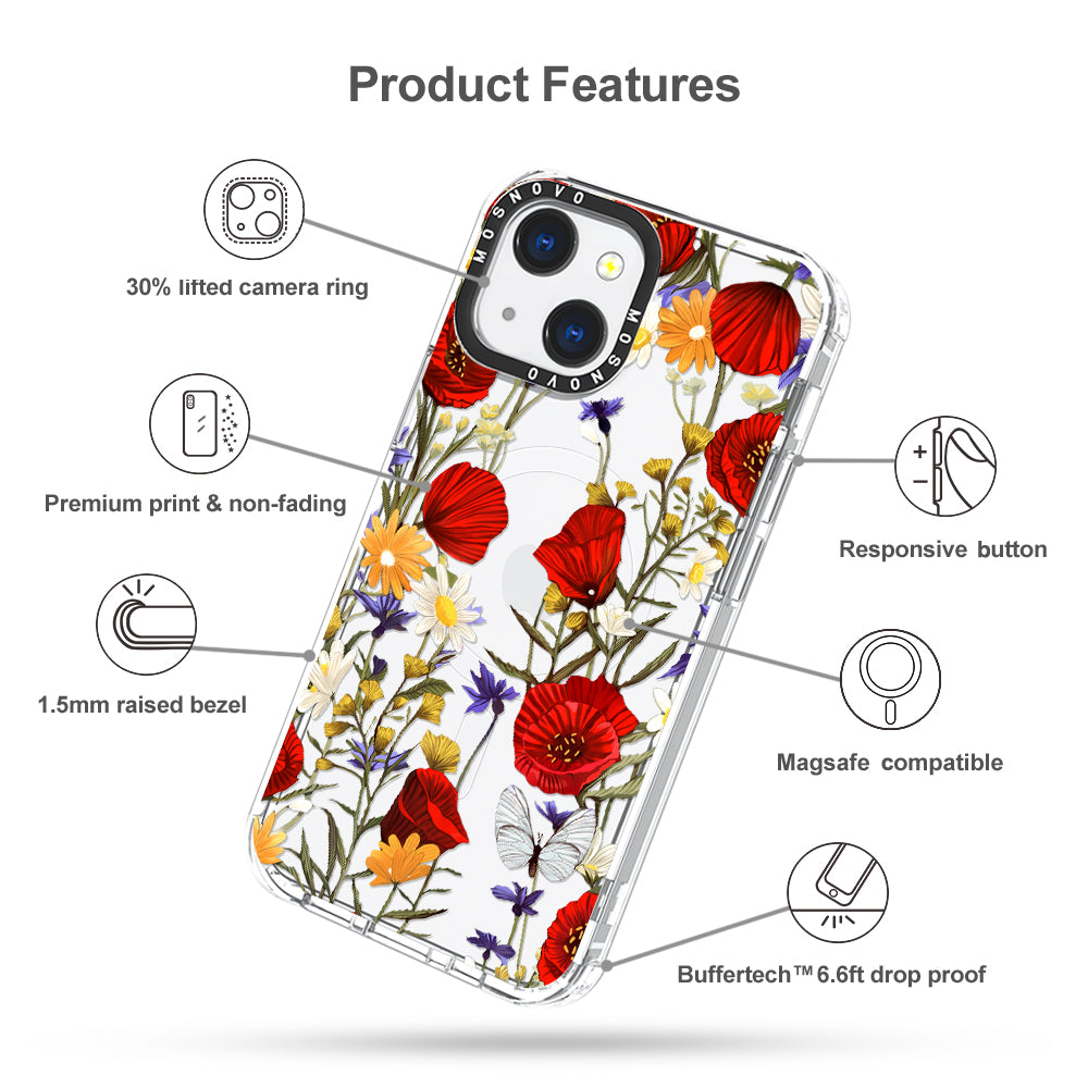 Poppy Floral Phone Case - iPhone 13 Case - MOSNOVO