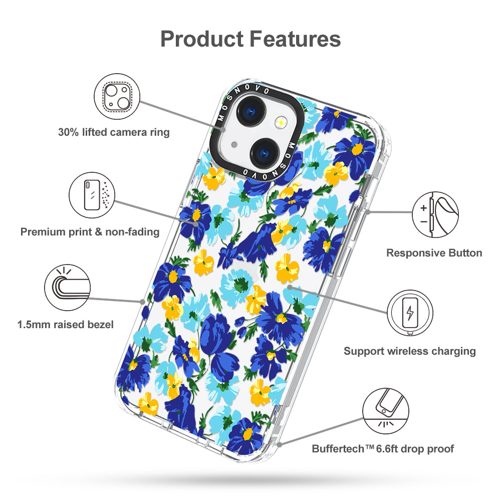 Vintage Blue Floral Phone Case - iPhone 13 Case - MOSNOVO