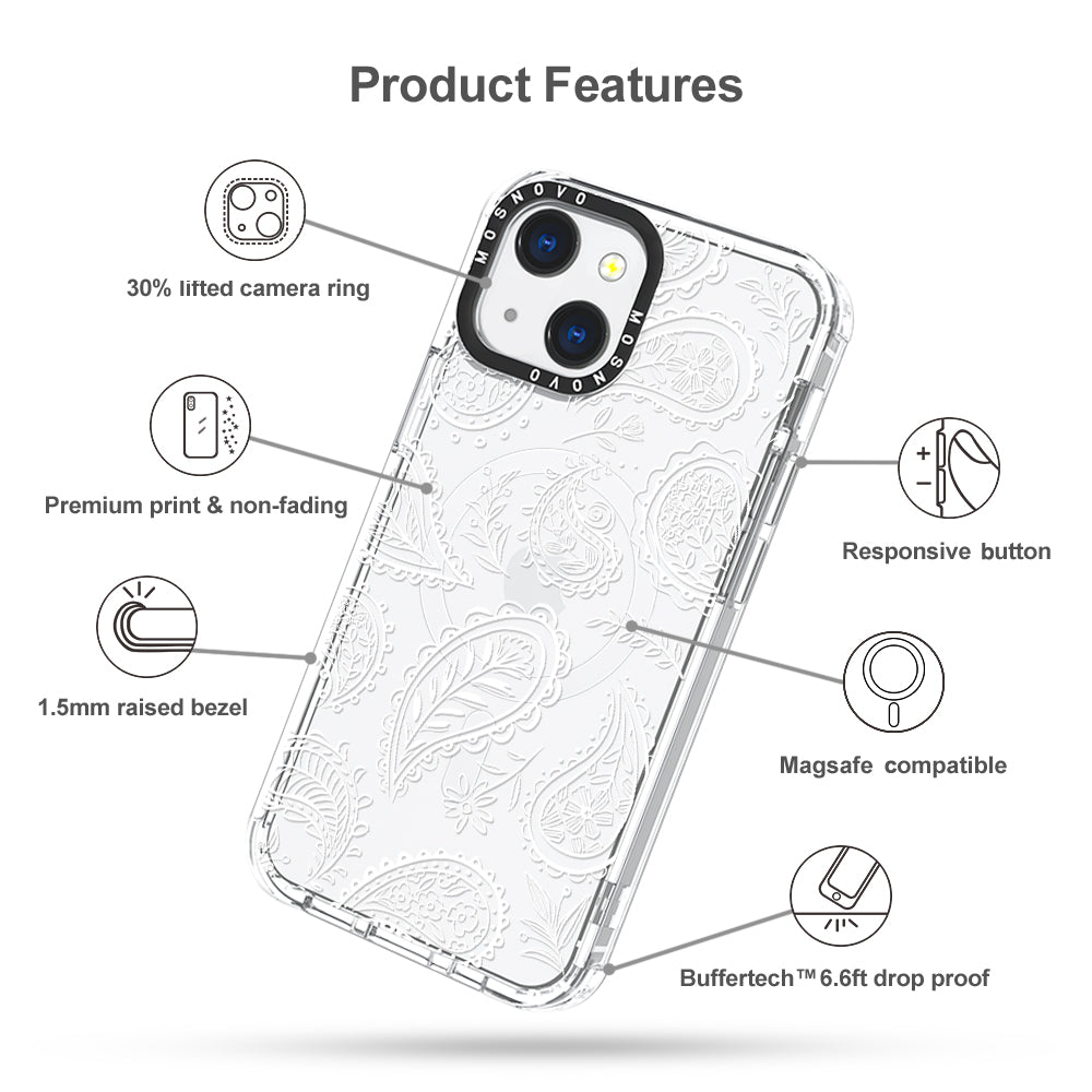 White Paisley Phone Case - iPhone 13 Case - MOSNOVO