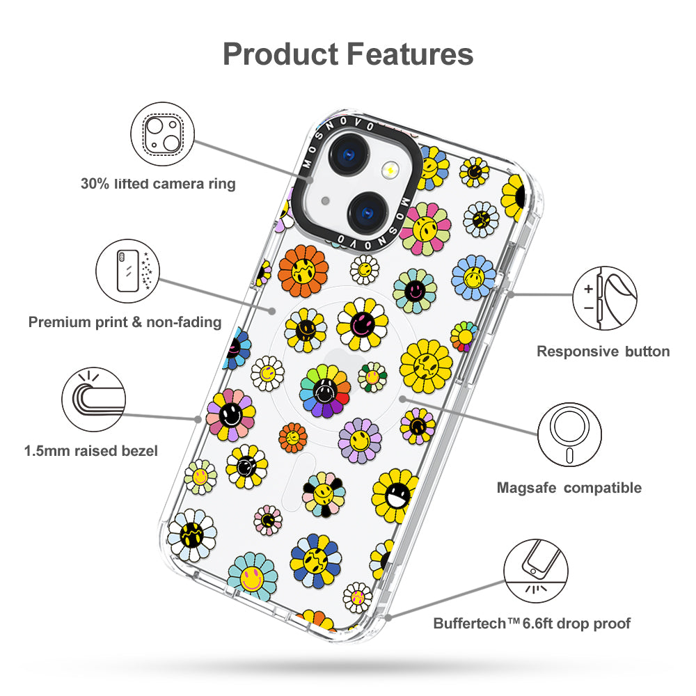 Flower Smiley Face Phone Case - iPhone 13 Case - MOSNOVO