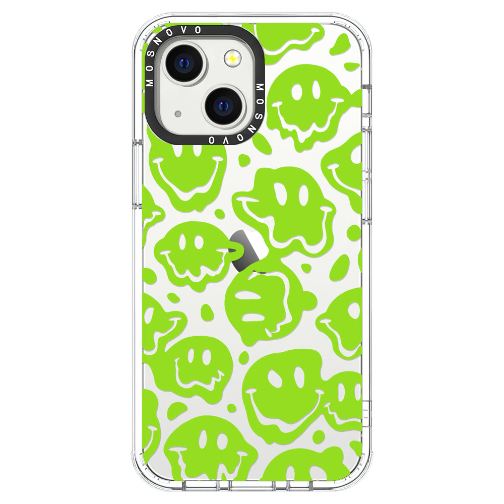 Distorted Green Smiles Face Phone Case - iPhone 13 Case - MOSNOVO